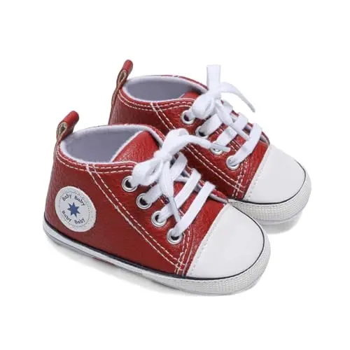 Baby Boys Girls Leather PRE-Walking Sneakers Toddler Anti-Slip Rubber Sole Infant Lightweight First Step Shoes - Baby (1)