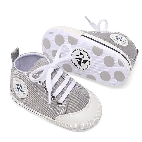 Baby Boys Girls Star High Top Sneaker Yumshoq Sirpanishga Qarshi Taglik Yangi Tug'ilgan Chaqaloq Birinchi Qadamlar Tuval Denim Poyabzal - 3