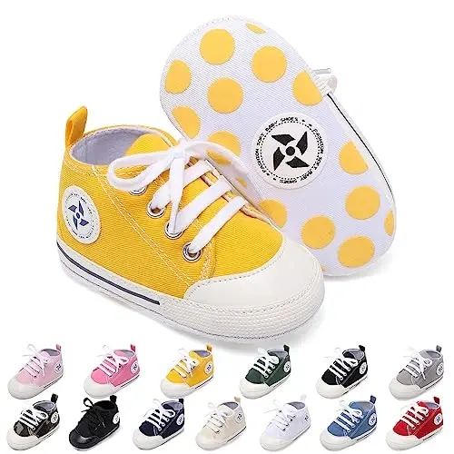 Baby Boys Girls Star High Top Sneaker Yumshoq Sirpanishga qarshi taglik Yangi tug'ilgan chaqaloqlar Birinchi qadam Canvas Denim Poyafzal - 1