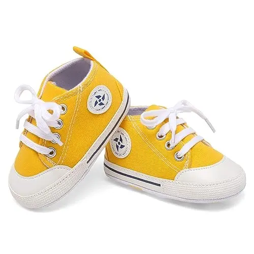 Baby Boys Girls Star High Top Sneaker Yumshoq Sirpanishga qarshi taglik Yangi tug'ilgan chaqaloqlar Birinchi qadam Canvas Denim Poyafzal - 5