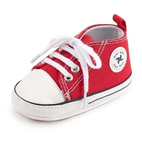 Baby Boys Girls Star High Top Sneaker Yumshoq Sirpanmaydigan Taglik Yangi Tug'ilgan Chaqaloq Birinchi Yuruvchilar Kanvas Jinsi Oyoq Kiyimlar - 6