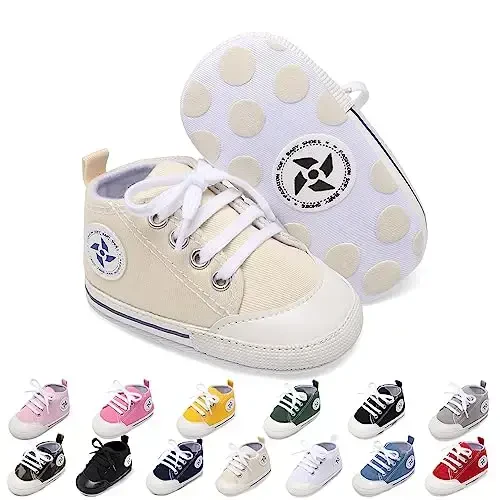 Baby Boys Girls Star High Top Sneaker Yumshoq sirpanmaydigan taglikli yangi tug'ilgan chaqaloqlar birinchi qadam Canvas Denim poyafzallari - 1