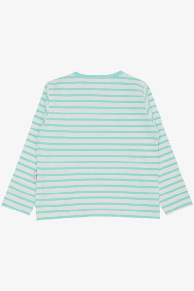 Baby Boys Long Sleeve T-Shirt Buttoned Striped 9 Months-3 Years, Sea Green - 2