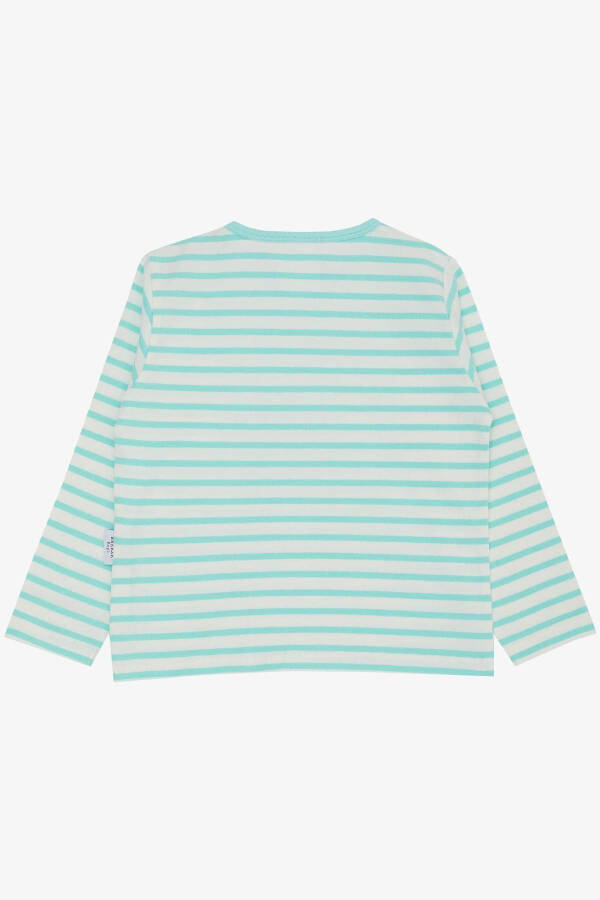 Baby Boys Long Sleeve T-Shirt Buttoned Striped 9 Months-3 Years, Sea Green - 2