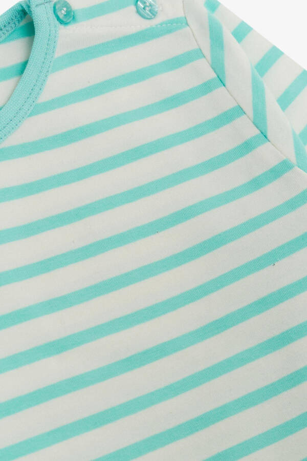 Baby Boys Long Sleeve T-Shirt Buttoned Striped 9 Months-3 Years, Sea Green - 3