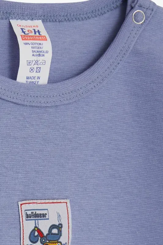 Baby Boys Snap Bodysuit Construction Machine Printed 9 Months-3 Years, Lilac-Lilac - 3