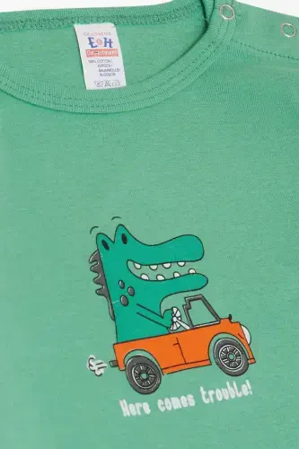 Baby Boys' Snap-Closure Bodysuit with Driver Crocodile Print, 9 Months-3 Years, Mint Green-Mint Green - BREEZE (1)