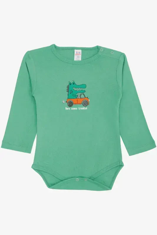 Baby Boys' Snap-Closure Bodysuit with Driver Crocodile Print, 9 Months-3 Years, Mint Green-Mint Green - 3