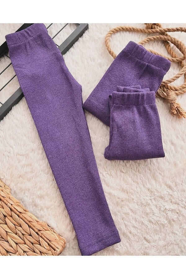 BABY-CHILD PURPLE RIBBON LEGGINGS - 2