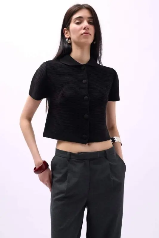 Baby Collar Buttoned Blouse - 4