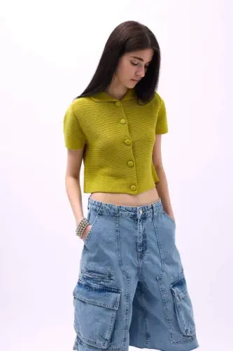 Baby Collar Buttoned Blouse - 4