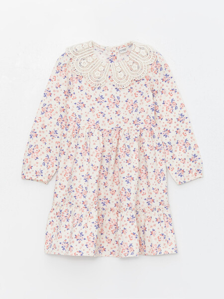 Baby Collar Floral Long Sleeve Girl Dress - 1