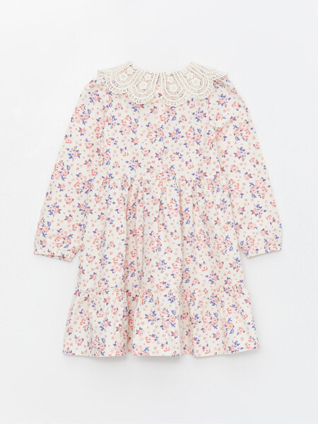 Baby Collar Floral Long Sleeve Girl Dress - 2