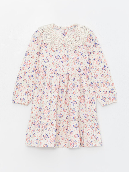 Baby Collar Floral Long Sleeve Girl Dress - 3