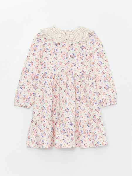 Baby Collar Floral Long Sleeve Girl Dress - 4