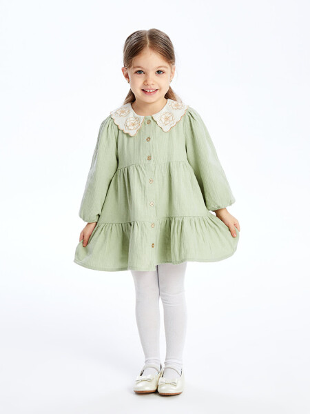 Baby Collar Long Sleeve Girl Baby Dress - 5