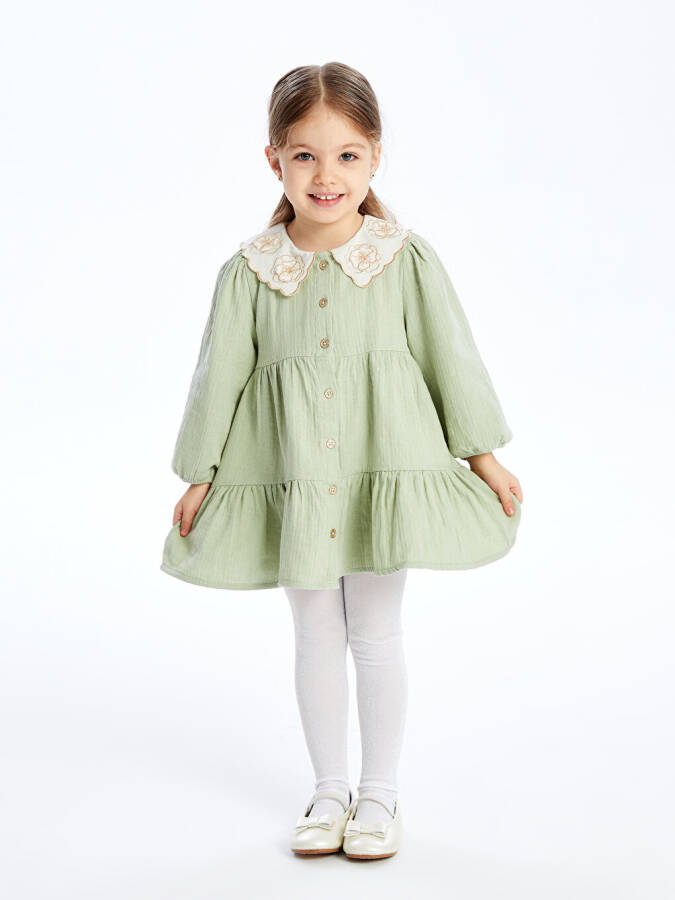 Baby Collar Long Sleeve Girl Baby Dress - 5