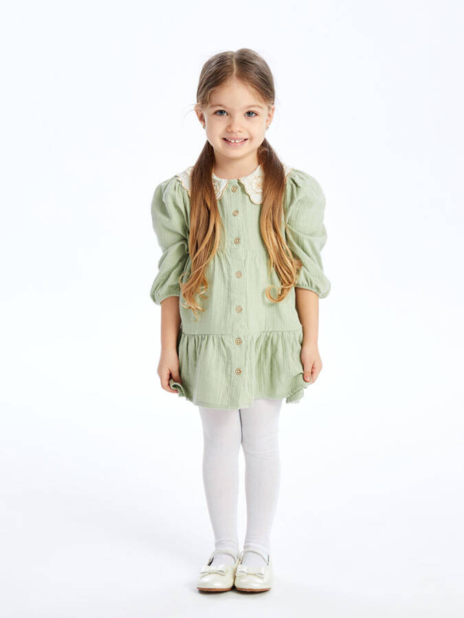 Baby Collar Long Sleeve Girl Baby Dress - 2