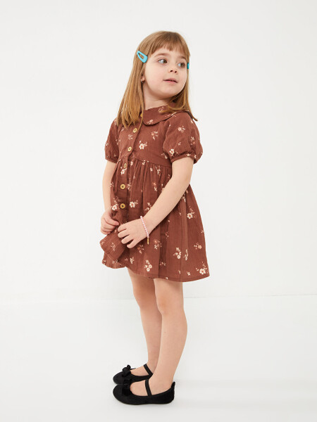 Baby Collar Patterned Girl Baby Dress - 7