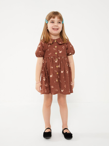 Baby Collar Patterned Girl Baby Dress - 8