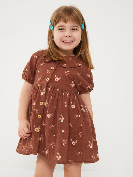 Baby Collar Patterned Girl Baby Dress - 9