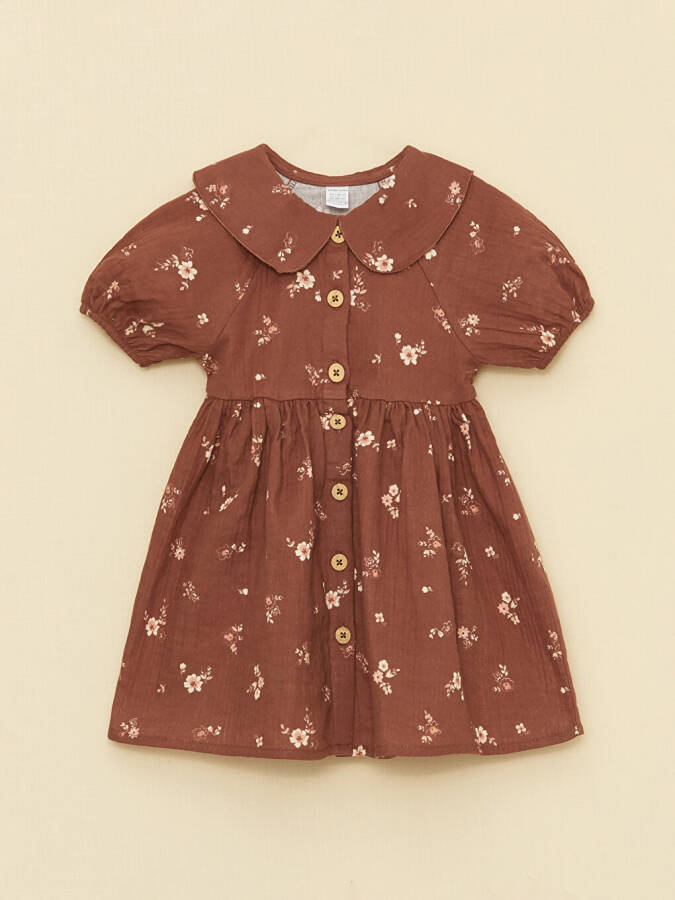 Baby Collar Patterned Girl Baby Dress - 10