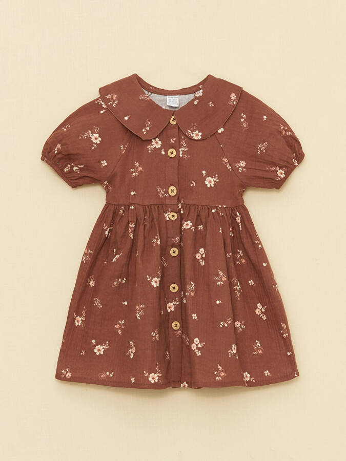 Baby Collar Patterned Girl Baby Dress - 4