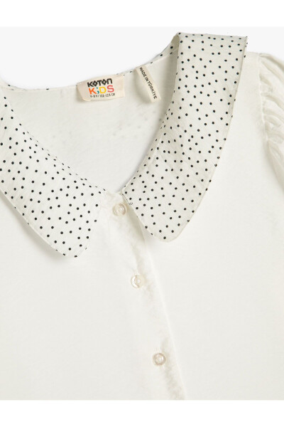 Baby collar shirt with polka dots, half sleeves, V neckline, made of viscose fabric. - 3