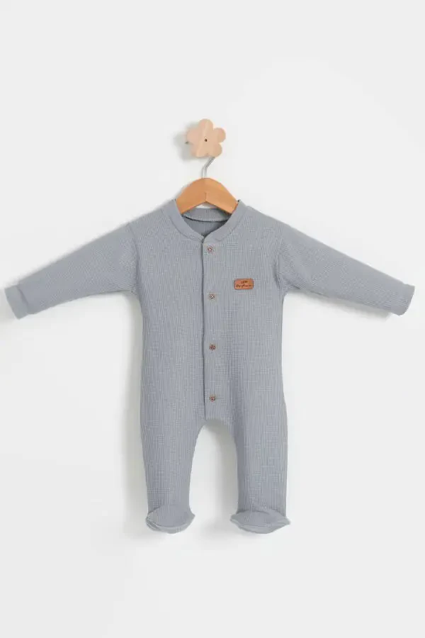 Baby Colorful Cotton Waffle Fabric Romper - 1