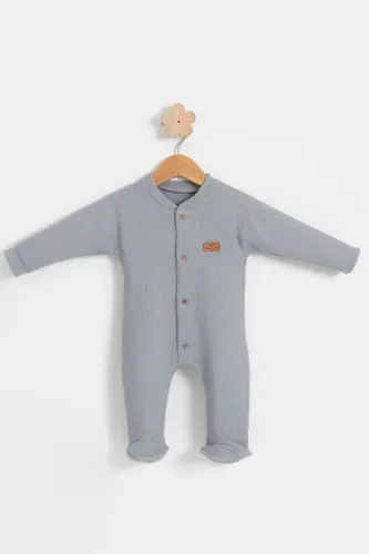 Baby Colorful Cotton Waffle Fabric Romper - 1