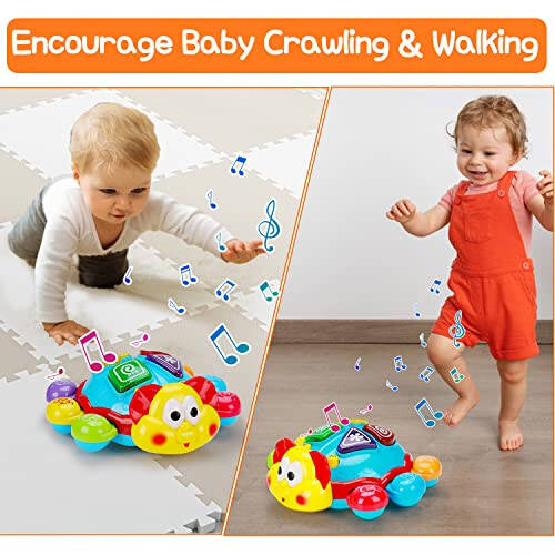 Baby Crawling Toy 6 to 12 Months Spanish English Bilingual Learning Toy for Infants 0-3-6 7 8 9 10 12-18 Month Educational Musical Light Up Toy 1 Year Old Boy Girl Easter Treat Gift Toddler Tummy Time - 6