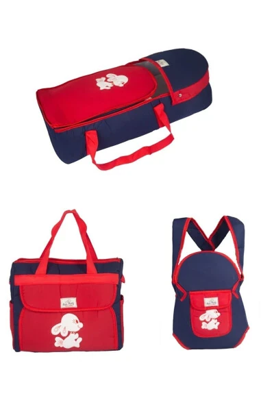 Baby Crib and Carrier Set 5 Pieces Bassinet Carrycot Diaper Bag Kangaroo Changing Pad Set - ASELLİ (1)