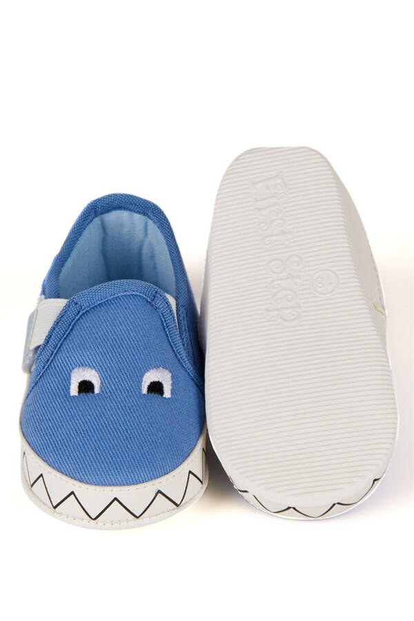 Baby Crib Shoes with Blue Monster Embroidery, Velcro Closure, First Step - 11