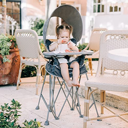 Baby Delight Go with Me Uplift Deluxe Portable High Chair | Sun Canopy | Indoor and Outdoor | Grey - 34