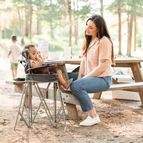 Baby Delight Go with Me Uplift Deluxe Portable High Chair | Sun Canopy | Indoor and Outdoor | Grey - 35