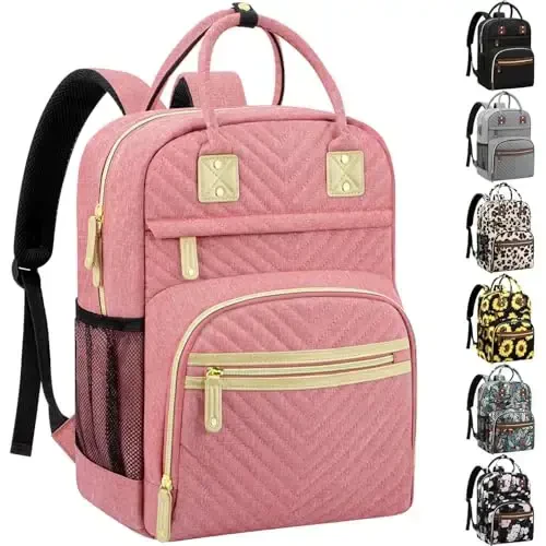 Baby Diaper Bag Backpack Tote for Women Large Capacity with Insulated Pockets Multifunctional Waterproof Diaper Bags For Baby Girl Boy Mama Maternity Travel Bag Pink - MODAZONE