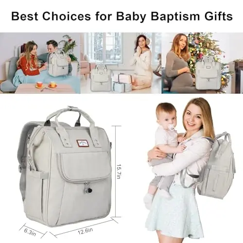 Baby Diaper Bag Backpack, with Changing Table, Newborn Baby Gift, Baby Bag for Boys and Girls, 900D Oxford Cloth Waterproof Diaper Bag, Multifunctional Large Capacity Travel Backpack (Large Black) - 6