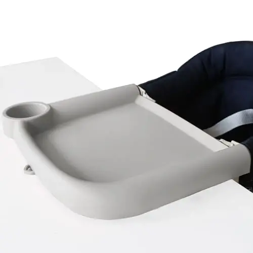 Baby Dining Tray Compatible with Inglesina Fast Table Chair Silicone Baby Dining Tray for Clip-On Fast Table Chair Dishwasher Safe BPA Free Silicone Removable Dining Tray Accessory -Light Gray - 1