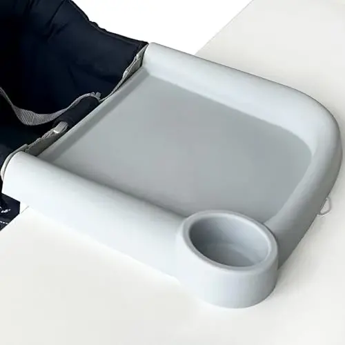 Baby Dining Tray Compatible with Inglesina Fast Table Chair Silicone Baby Feeding Tray for Clip-On Fast Table Chair Dishwasher Safe BPA Free Silicone Removable Dining Tray Accessory -Gray - 1