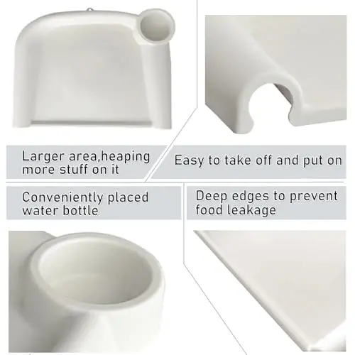 Baby Dining Tray Competible with Inglesina Fast Table Chair Silicone Baby Feeding Tray for Clip-On Fast Table Chair Dishwasher Safe BPA Free Silicone Removable Dining Tray Accessory -White - 6