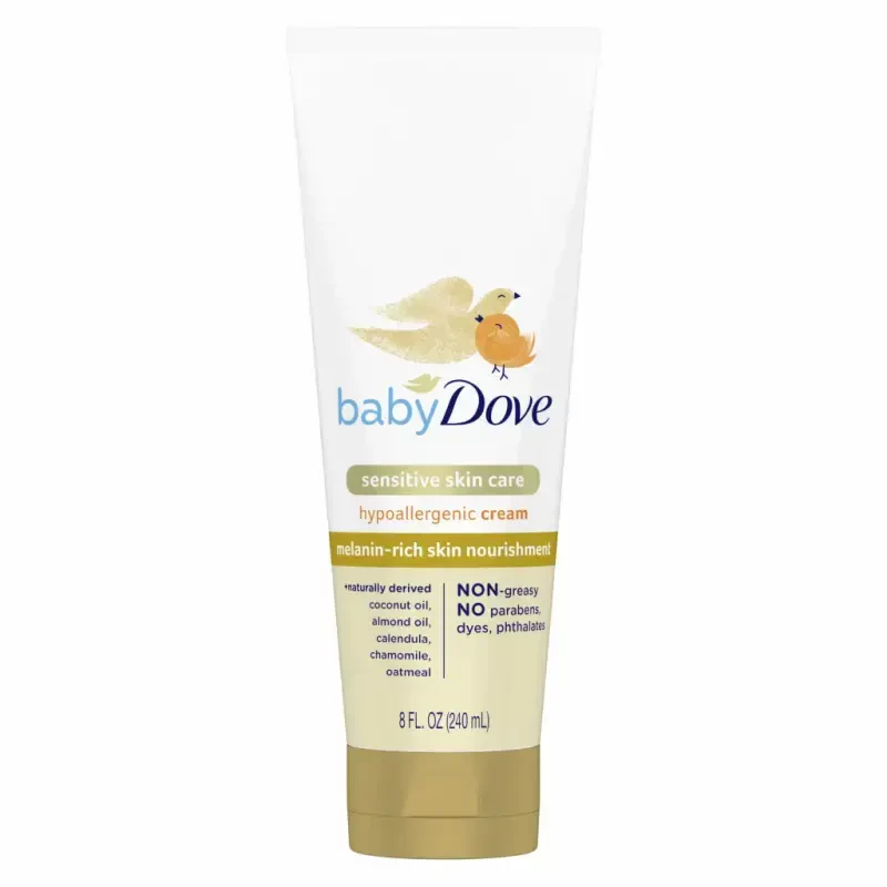 Baby Dove Sensitive Melanin-Rich Cream Newborn Hypoallergenic Nourishing Moisturizer, 8 oz - 8