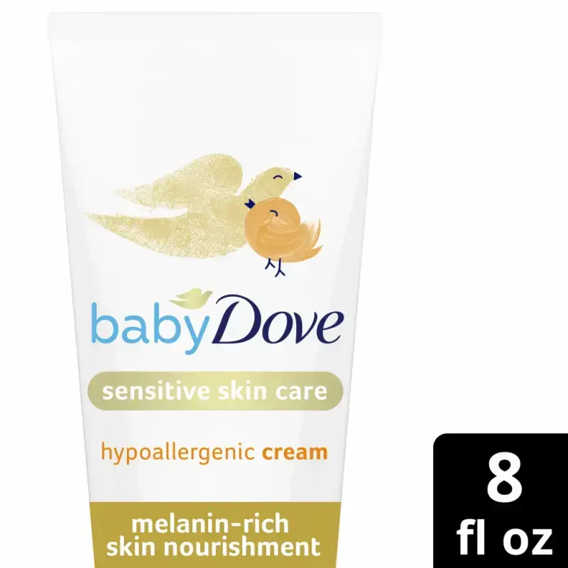 Baby Dove Sensitive Melanin-Rich Cream Newborn Hypoallergenic Nourishing Moisturizer, 8 oz - 9