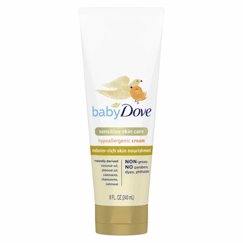 Baby Dove Sensitive Melanin-Rich Cream Newborn Hypoallergenic Nourishing Moisturizer, 8 oz - 8