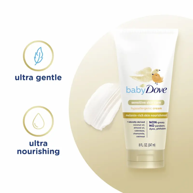 Baby Dove Sezgir Melaninli Kremi Yangi Tug'ilganlar Uchun Gipoallergenik Ovqatlantiruvchi Namlagich, 8 untsiya - 10