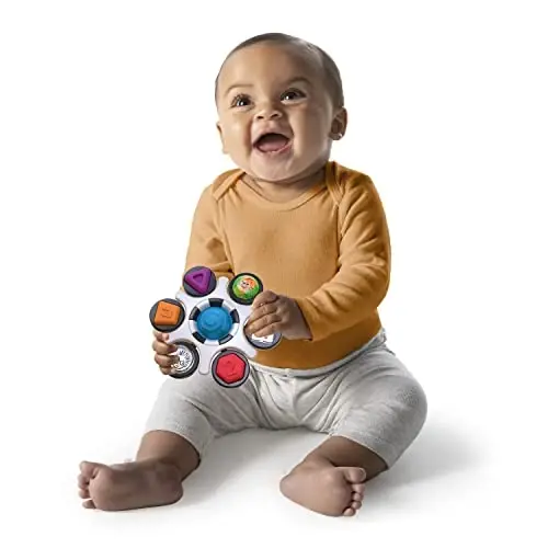Baby Einstein Curiosity Clutch Fidget Sensory Toy and Pop It Rattle, BPA Free Infant Teether, Age 3 Months+, Multicolored - 2