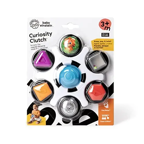 Baby Einstein Curiosity Clutch Fidget Sensory Toy and Pop It Rattle, BPA Free Infant Teether, Age 3 Months+, Multicolored - 3
