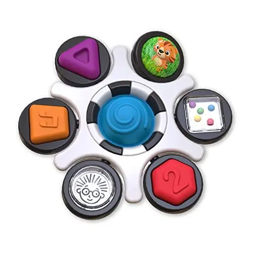 Baby Einstein Curiosity Clutch Fidget Sensory Toy and Pop It Rattle, BPA Free Infant Teether, Age 3 Months+, Multicolored 