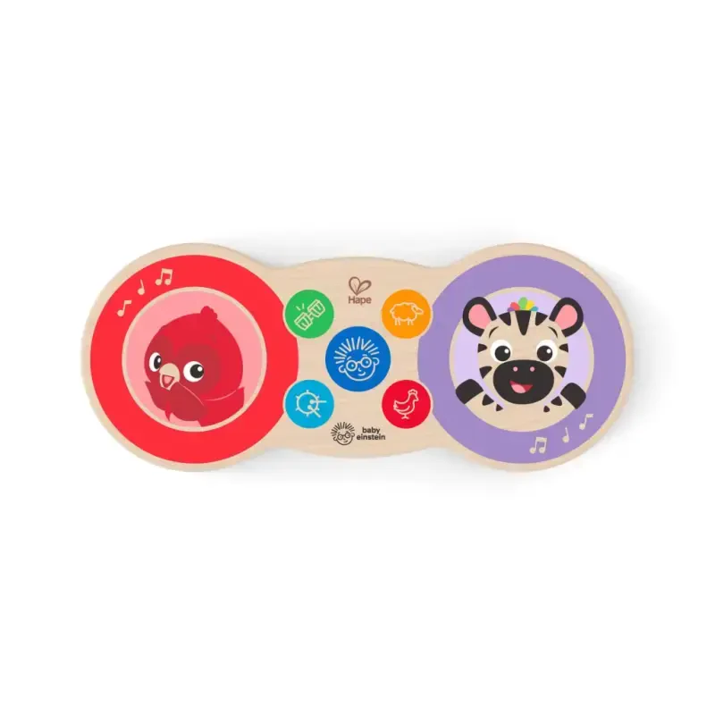 Baby Einstein & Hape Upbeat Tunes sehrli sensorli yog'och barabanlar chaqaloqlar va kichik yoshdagi bolalar uchun musiqiy o'yinchoq, unisex - 5