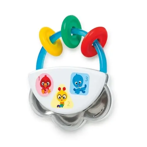 Baby Einstein Tiny Tambourine Musical Toy & Rattle, BPA Free, Take Along, Age 3 Months+ - 1