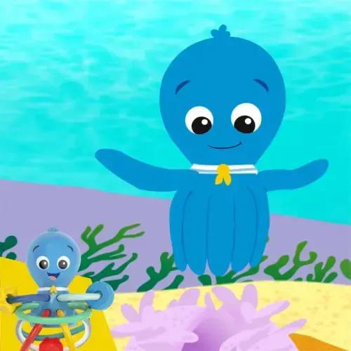 Baby Einstein Okean Tadqiqotchilari Opusning silkitib tinchlantiruvchi tishlagichi o'yinchog'i va jiringlagichi, rang-barang, 0+ oylik chaqaloqlar uchun. - 12